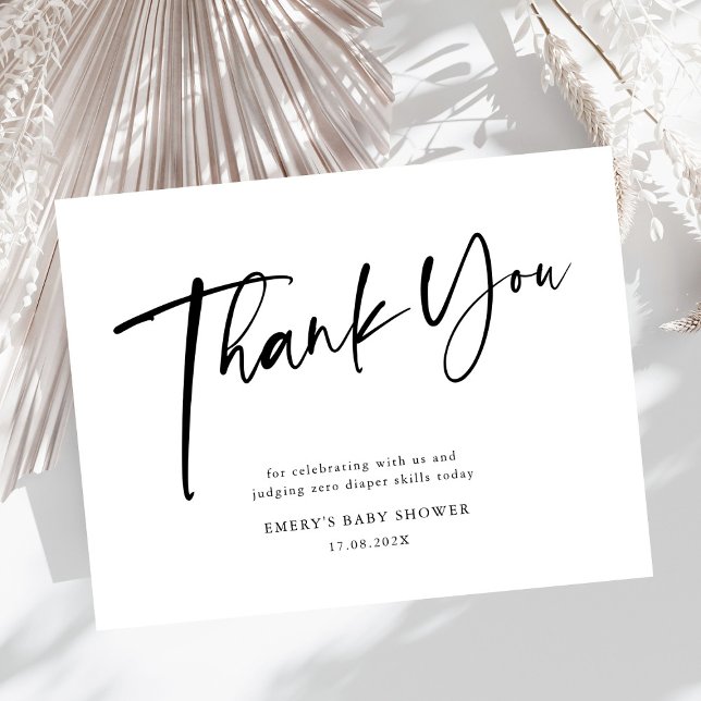 Modern Black & White Baby Shower Thank You Card (Creator Uploaded)