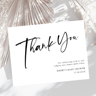 Modern Black & White Baby Shower Thank You Card