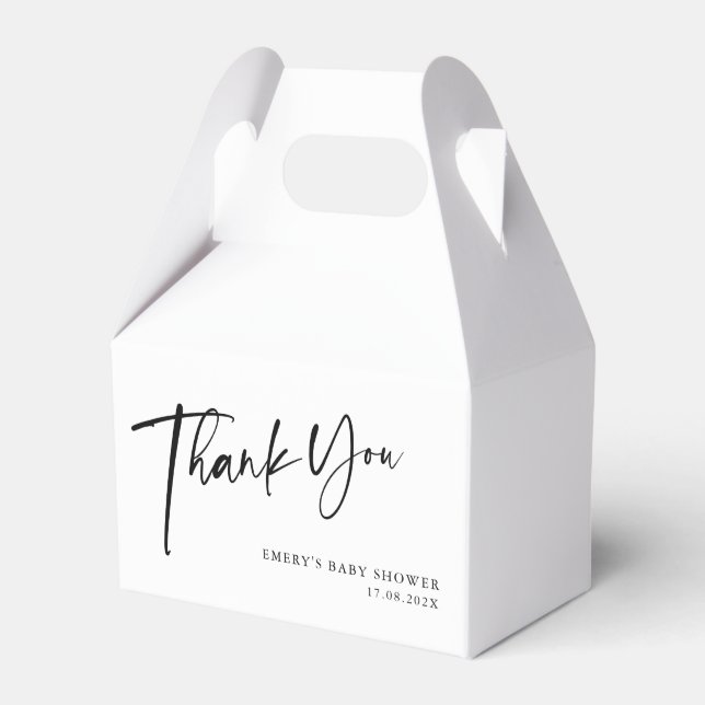 Modern Black & White Baby Shower Thank You Favour Box (Front Side)