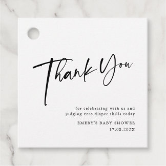 Modern Black & White Baby Shower Thank you Favour Tags