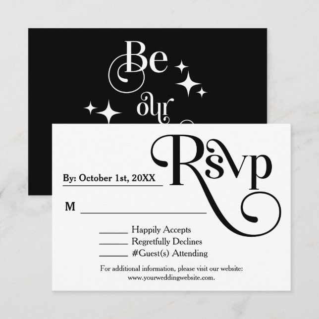 Modern Black & White "Be our Guest" Wedding RSVP (Front/Back)