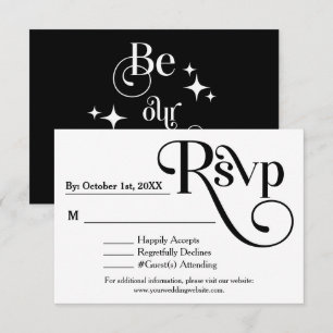 Modern Black & White "Be our Guest" Wedding RSVP Card