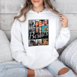 Modern Black & White Bestie 9 Photo Collage Hoodie<br><div class="desc">Design features a 9-square photo template on a sleek black background, accented by large "Bestie" text in a trendy handwritten style. Perfect for showcasing cherished memories, this customisable gift allows you to add your names and unique photos for a thoughtful and personal touch. Ideal for best friends, birthdays, Galentine's Day,...</div>