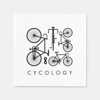 Modern Black & White Bicycle Pattern Napkin