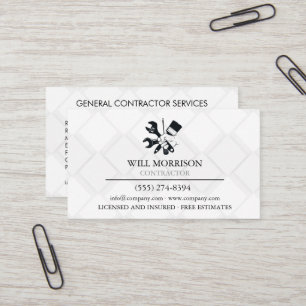 Modern Black & White Block Building Construction Business Card