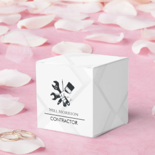 Modern Black & White Block Building Construction Favour Box