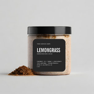 Modern black white body scrub product label