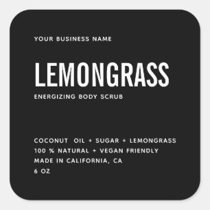 Modern black white body scrub product label