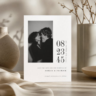 Modern Black White Bold Date Photo Save the Date