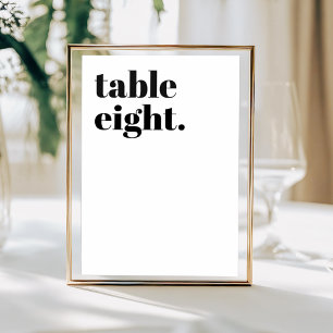 Modern Black & White Bold Typography  Wedding Table Number