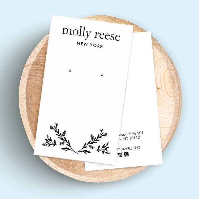 Modern Black  White  Branch Earring Display Card (Creator Uploaded)