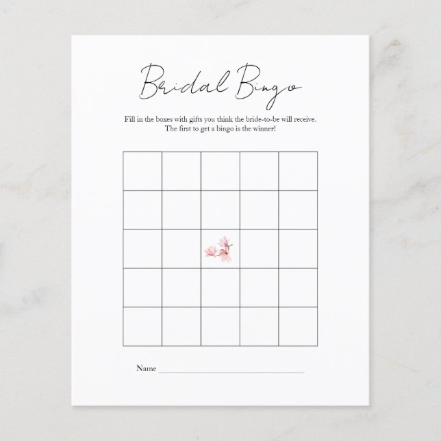 Modern Black White Bridal Shower Bingo Game Flyer (Front)