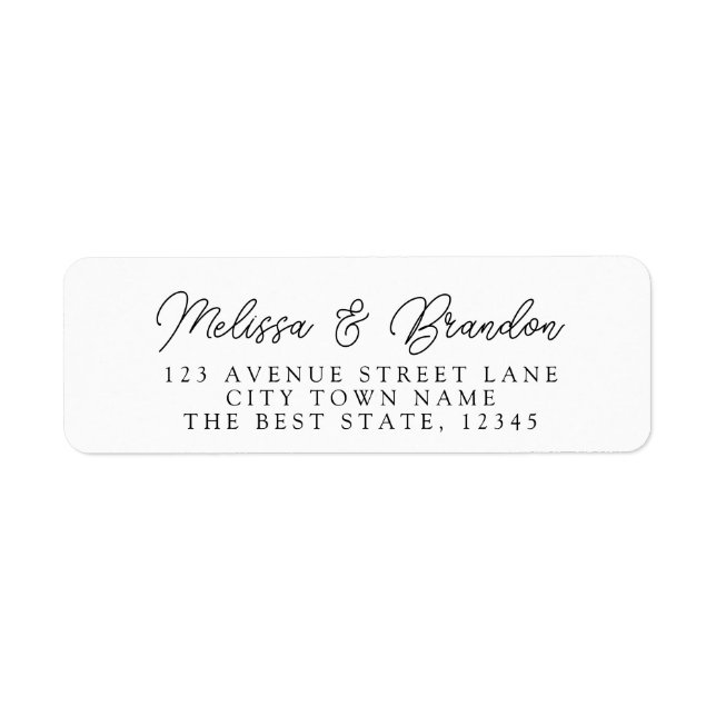 Modern Black & White Bride & Groom Return Address (Front)