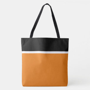 Modern Black White Bright Orange Colour Block Tote Bag