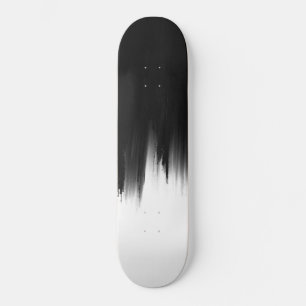 Modern Black White Brush strokes Design Skateboard