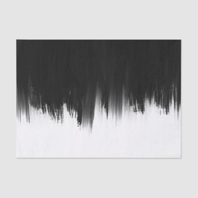 Modern Black White Brush strokes Design Tissue Paper (Front)