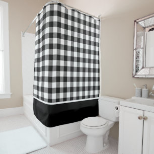 Modern Black White Buffalo Checks Shower Curtain
