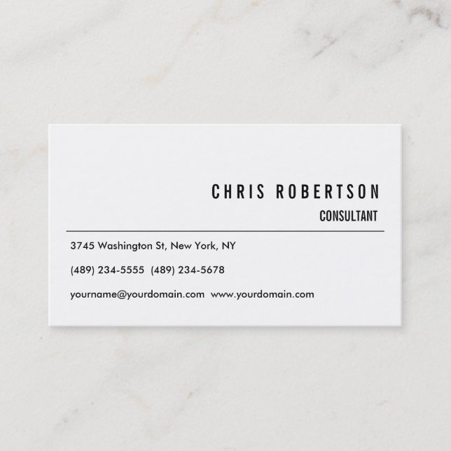 Modern Black White Business Card (Front)