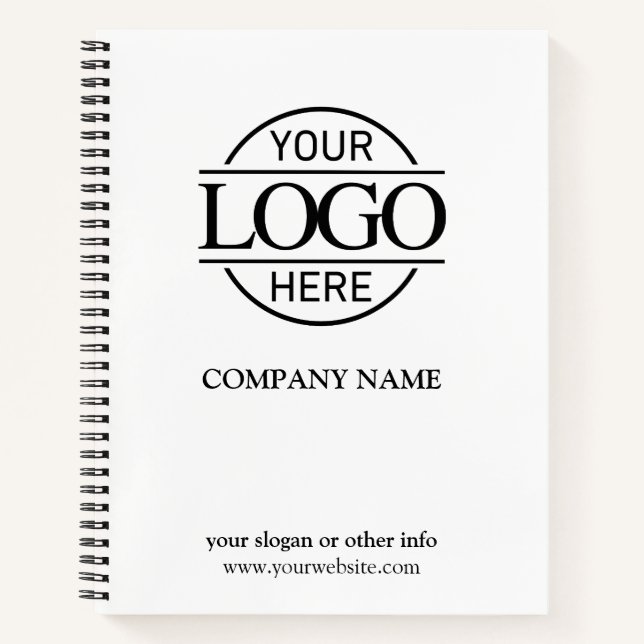 Modern Black White Business Corporate Company Logo Notebook (Front)
