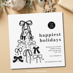 Modern Black White Business Holiday Card