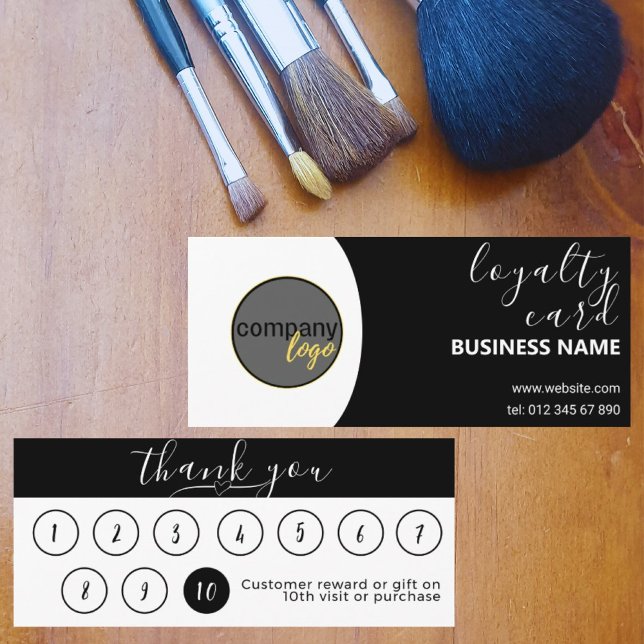 MODERN BLACK WHITE BUSINESS LOGO 10 LOYALTY CARD (Creator Uploaded)