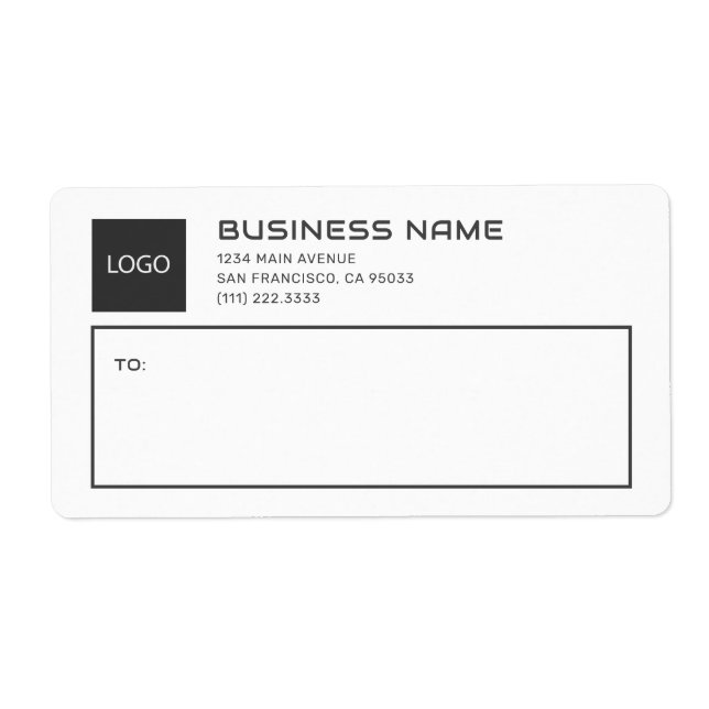 Modern Black & White Business Logo Shipping Labels (Front)