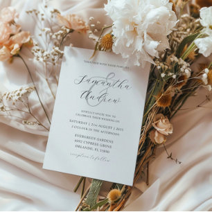 Modern Black & White Calligraphy Wedding  Invitation