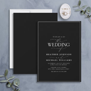 Modern Black & White Calligraphy Wedding  Invitation