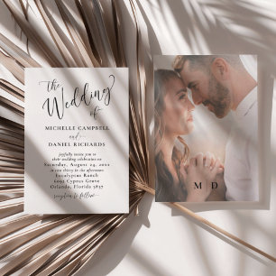 Modern Black & White Calligraphy Wedding  Invitation