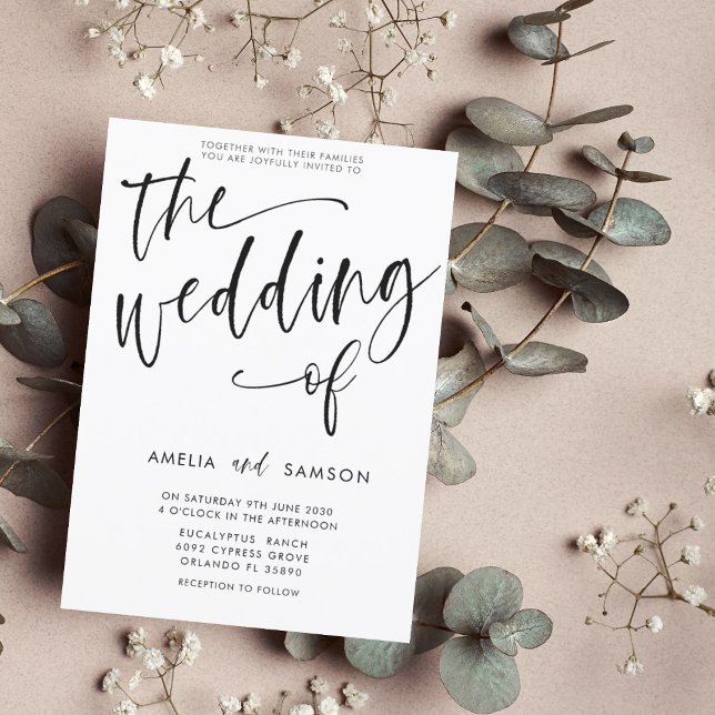 Modern Black & White Calligraphy Wedding of Invitation (Creator Uploaded)