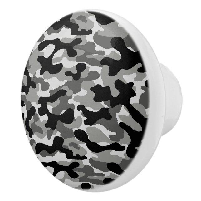 Modern Black White Camo Pattern  Ceramic Knob (Right)