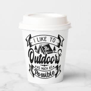 Modern Black & White Camping Lovers  Paper Cups