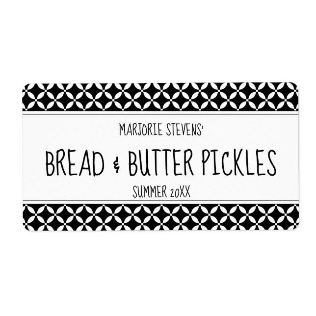 Modern Black & White Canning Label (Front)