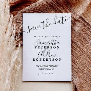 Modern black white casual typography save the date announcement postcard