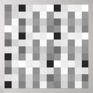 Modern Black white Chequerboard Poster