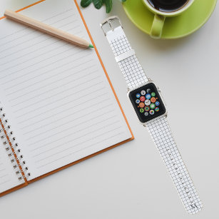 Modern Black White Chequered Pattern Monogrammed Apple Watch Band