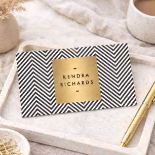 Modern Black White Chevron Minimalist Professional Business Card