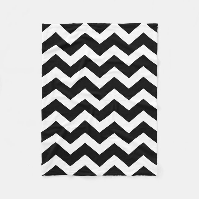 Modern Black White Chevron Pattern Fleece Blanket (Front)