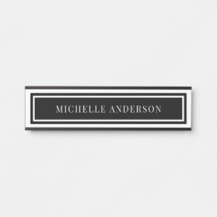 Modern Black & White Chic Double Boarder Elegant  Door Sign