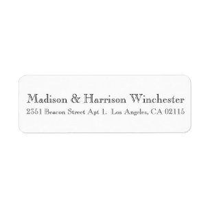 Modern black white chic wedding return address 