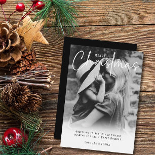 Modern black&white Christmas greeting Holiday Card