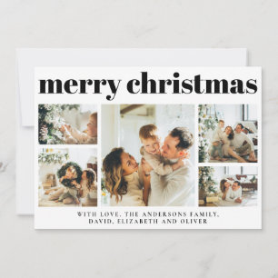 Modern Black & White Christmas Photo Holiday Card
