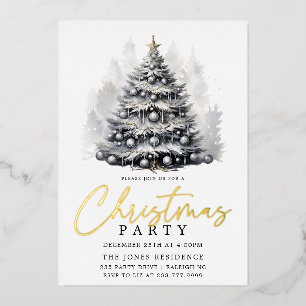 Modern Black & White Christmas Tree Party