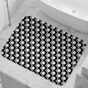 Modern Black White Circle Lattice Pattern Bath Mat