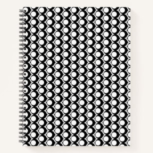 Modern Black White Circle Lattice Pattern Notebook