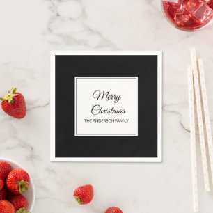 Modern black white classic solid Christmas holiday Napkin