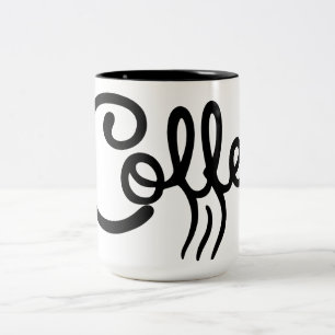 Modern Black & White Coffee Script Mug - Premium