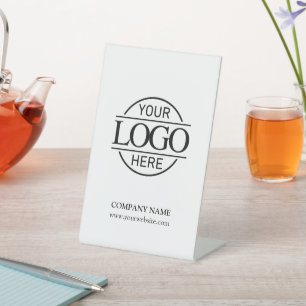 Modern Black White Corporate Company Business Logo Pedestal Sign