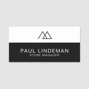 Modern Black & White Corporate Logo Employee Name Tag