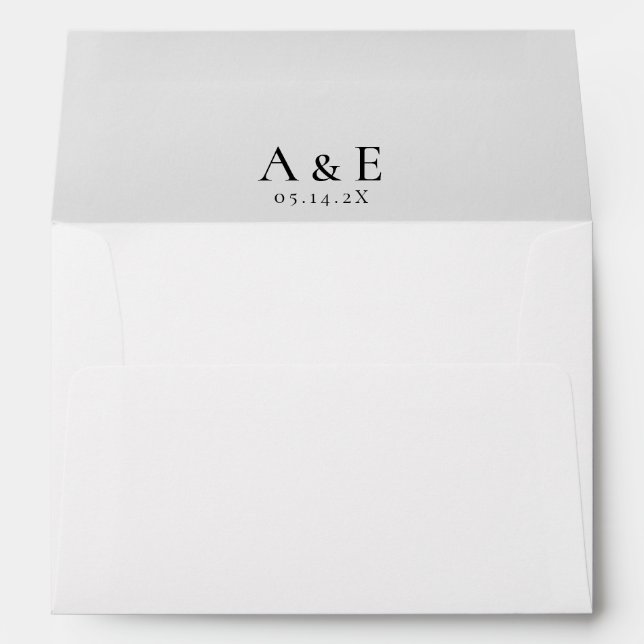 Modern Black & White Couples Monogram Wedding  Envelope (Back (Bottom))
